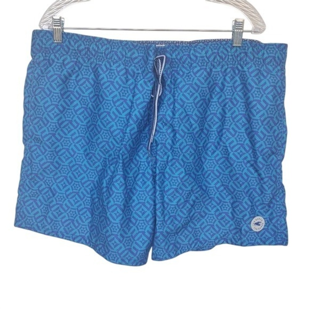 Ted Baker London Mens Blue Geometric Print Swim Trunks Size 6 XXL Lobster